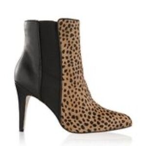 New White House Black Market Leopard Print and Black Ankle Boots